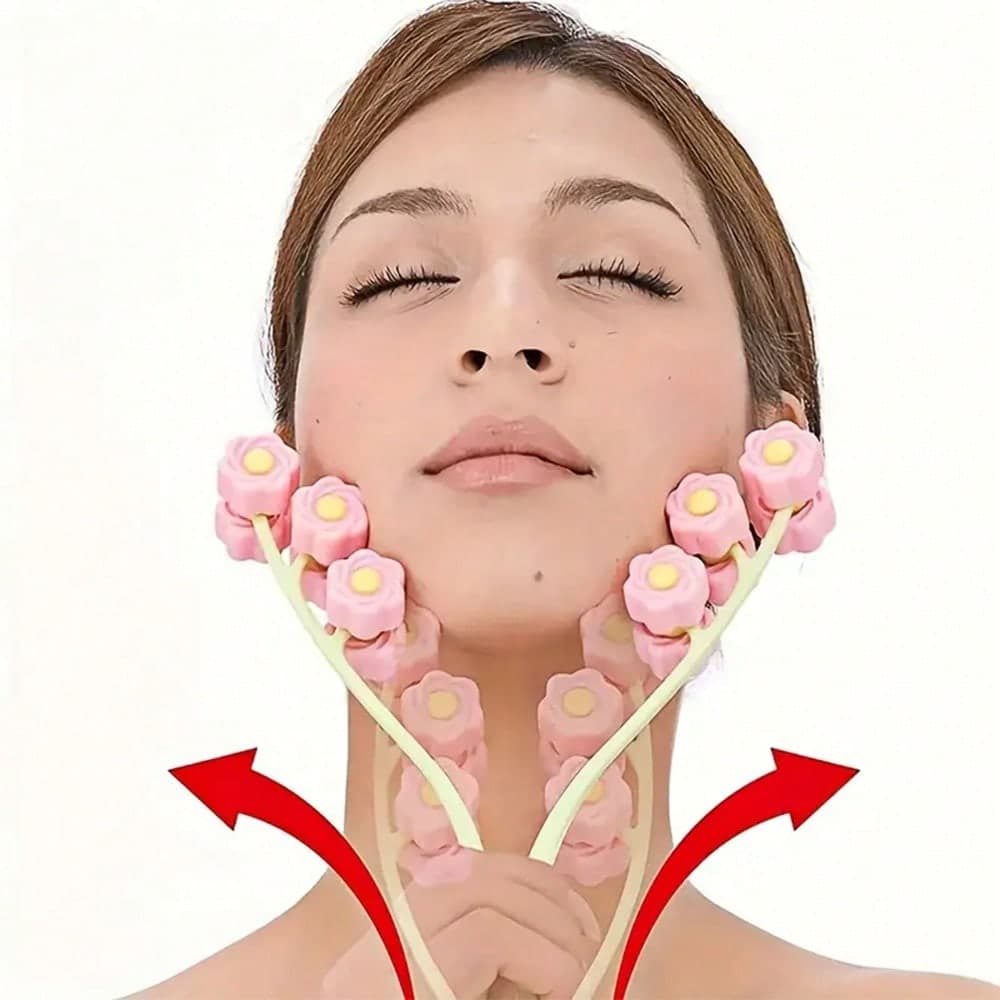 Rouleau de massage facial manuel en forme de fleur
