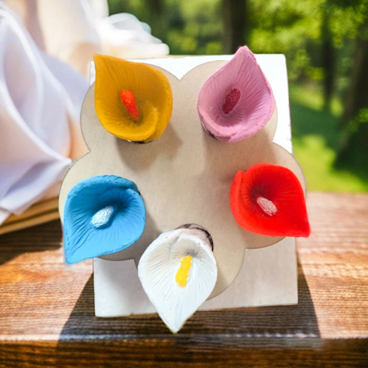 6 pièces Distributeur deau de fleurs dappel 5 callas abeilles, décoration de jardin à la maison, décoration de tasse de boisson à pétales