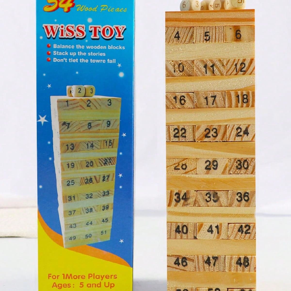 1 pièce Jenga en bois coloré, jouet éducatif précoce pour enfants pour cultiver l'attention des enfants, jeu de blocs de construction éducatifs