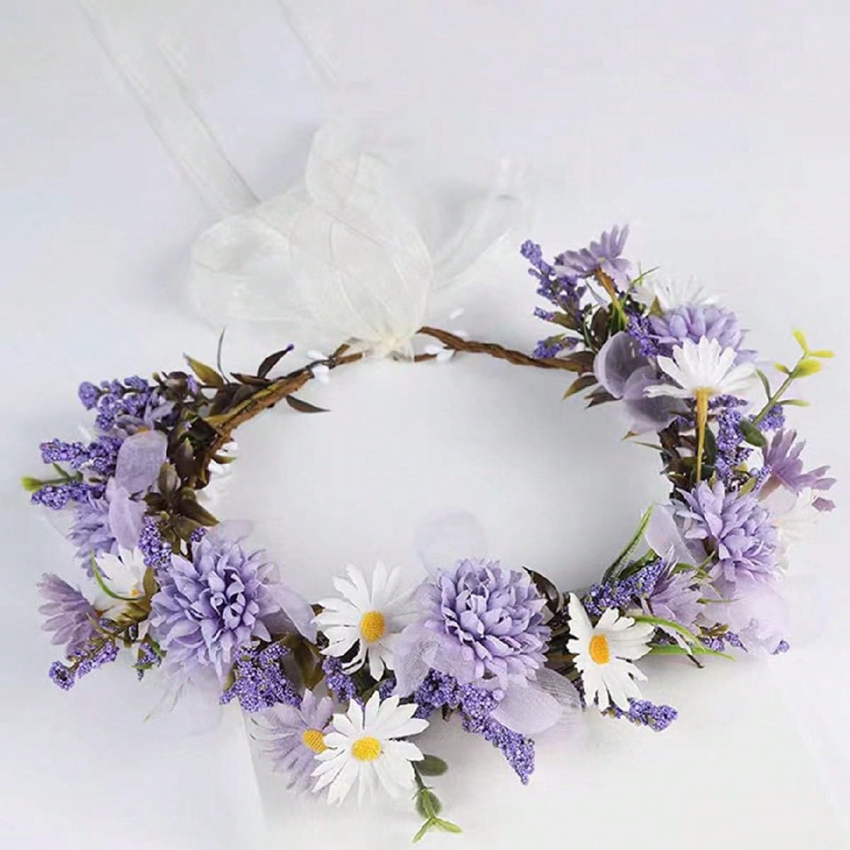 1 pièce Bandeau de couronne de fleurs de simulation de fée de style de forêt belle pour femmes